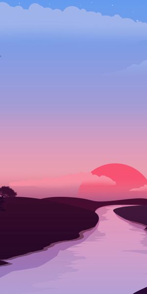 Beautiful Sunset Landscape Over a Serene River