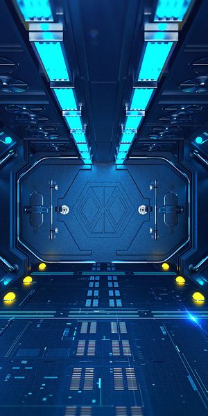 Explore a Sci-Fi Spaceship Corridor: Perfect iPhone Background