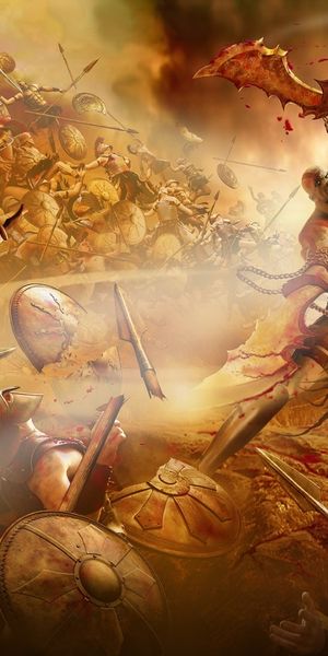 Epic God of War Battle Scene Wallpaper for Mobile Devices