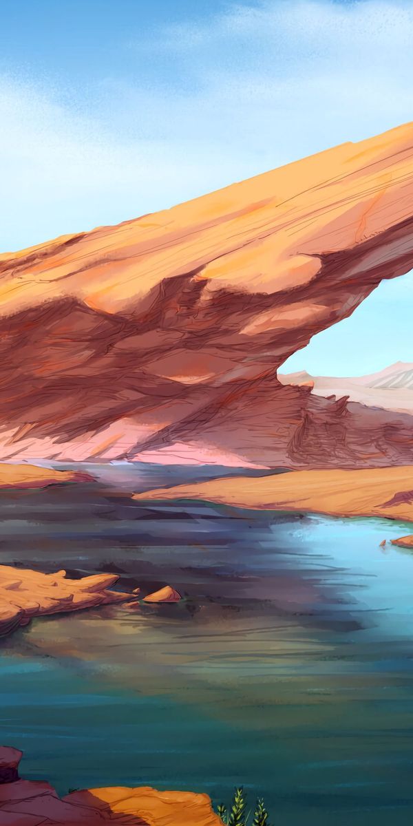 Phone wallpaper: Rocks, Lake, Person, Human, Wanderer, Art free download