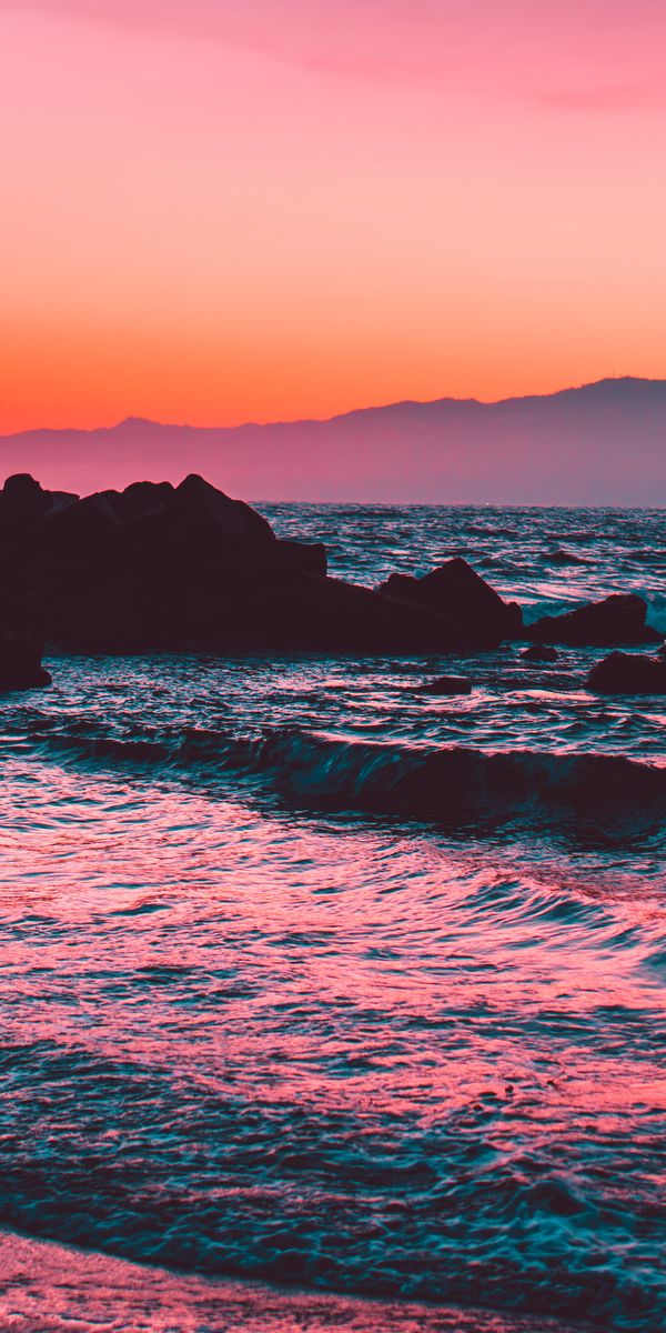 Phone wallpaper: Sunset, Lumps, Blocks, Nature, Rocks, Mountains free download