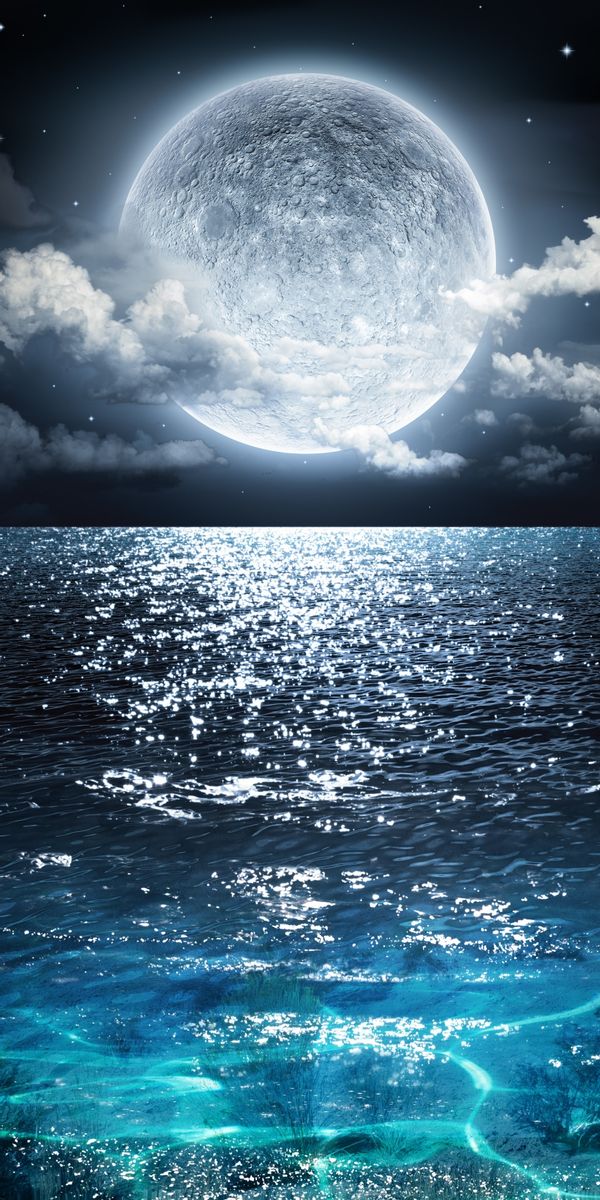 Phone wallpaper: Sea, Night, Moon, Ocean, Earth, Cloud free download