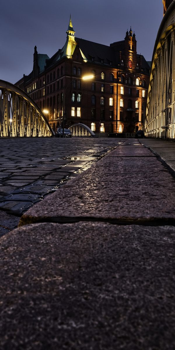 Phone wallpaper: Cities, Night, Bridge, Germany, Hamburg, Man Made free download