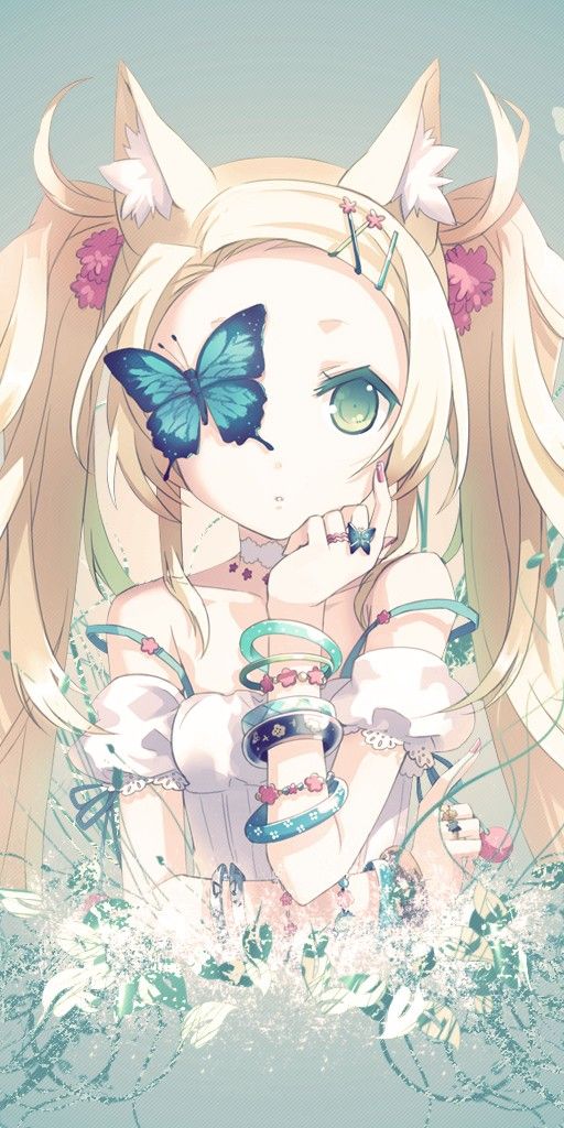 Anime Girl with Butterflies - A Captivating Mobile Wallpaper
