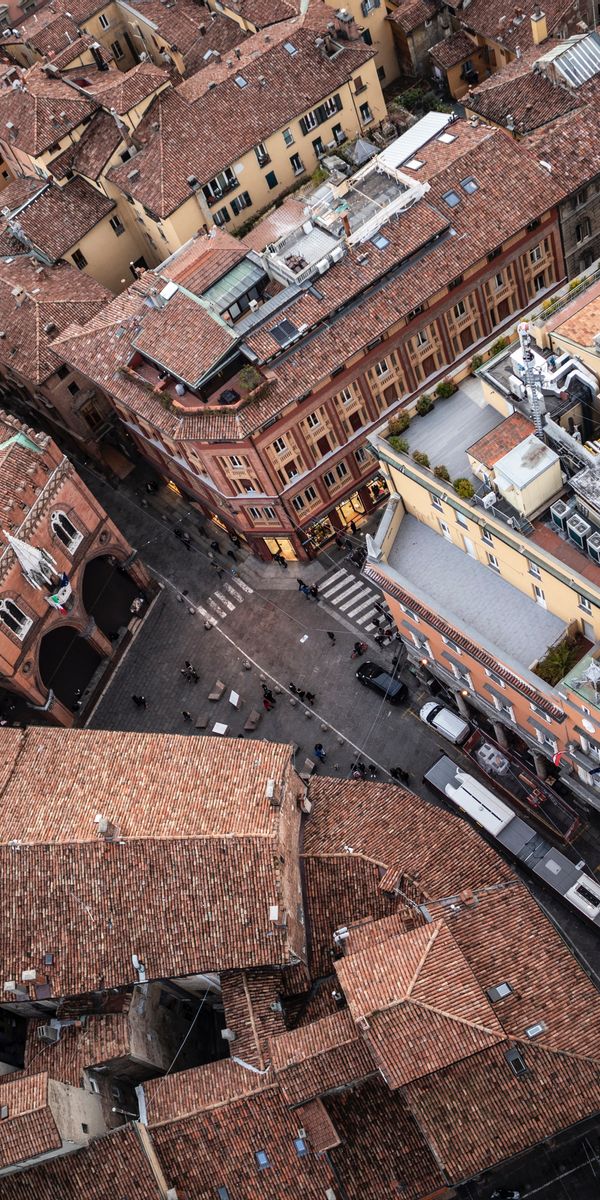 Phone wallpaper: Roofs, Roof, Cities, City, View From Above, Street free download