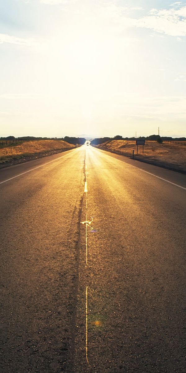 Phone wallpaper: Sunset, Road, Man Made free download