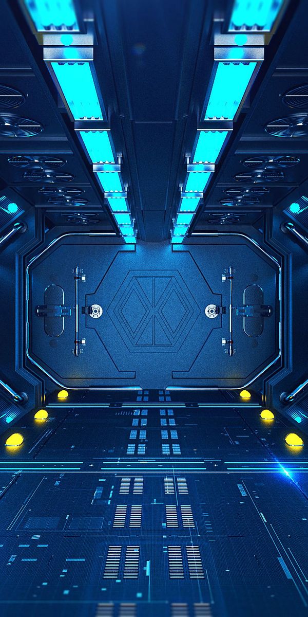 Explore a Sci-Fi Spaceship Corridor: Perfect iPhone Background
