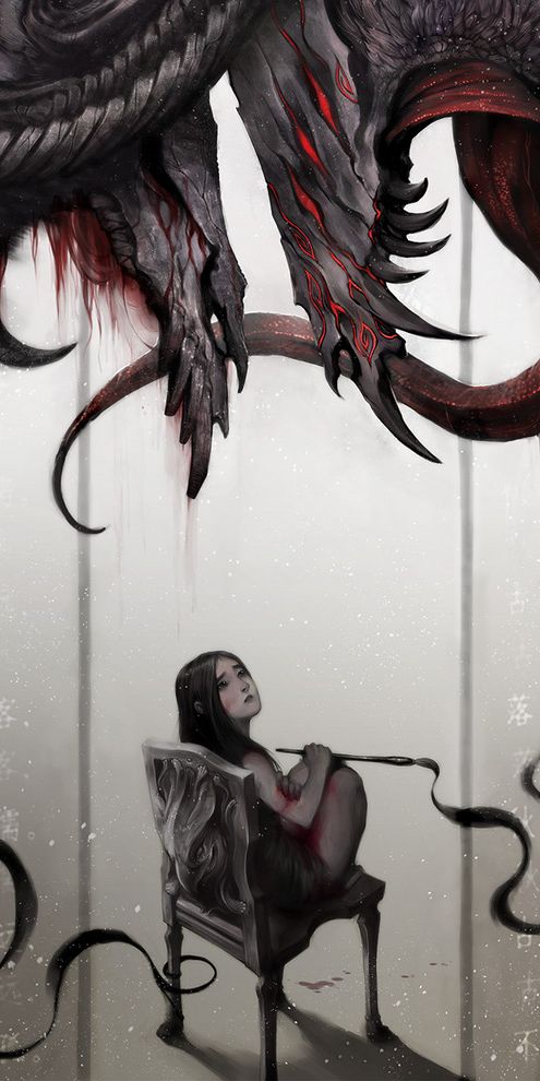 Phone wallpaper: Paint, Painting, Demon, Artistic, Dark free download