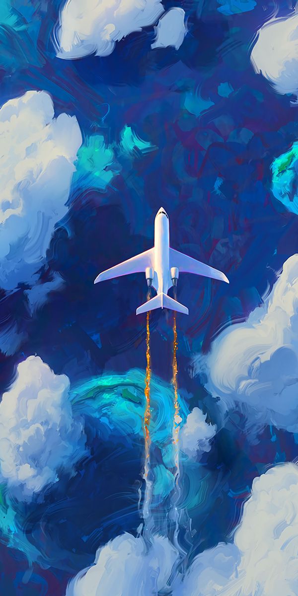 Beautiful Airplane Taking Flight Amongst Fluffy Clouds