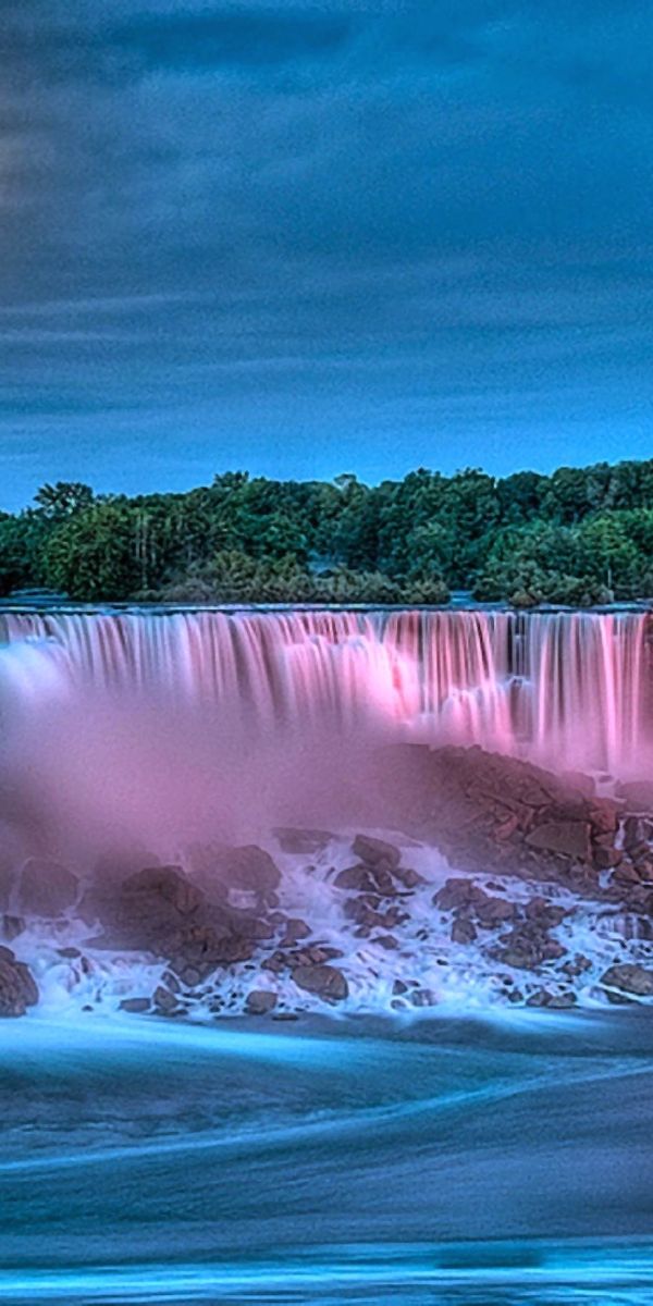 Enchanting Dusk Waterfall Phone Wallpaper: Free Download for Nature Lovers