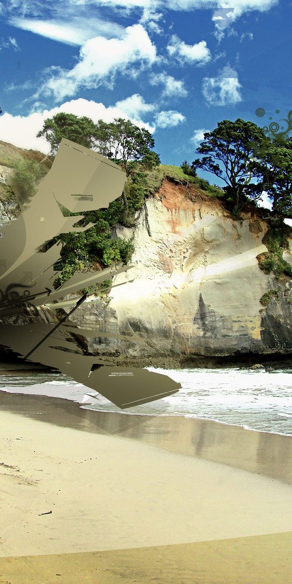 Breathtaking iPhone Wallpaper Featuring Serene Beach and Majestic Cliffs