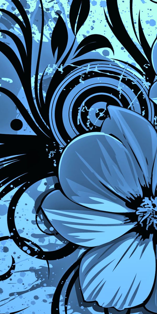 Beautiful blue floral phone wallpaper featuring artistic designs and details