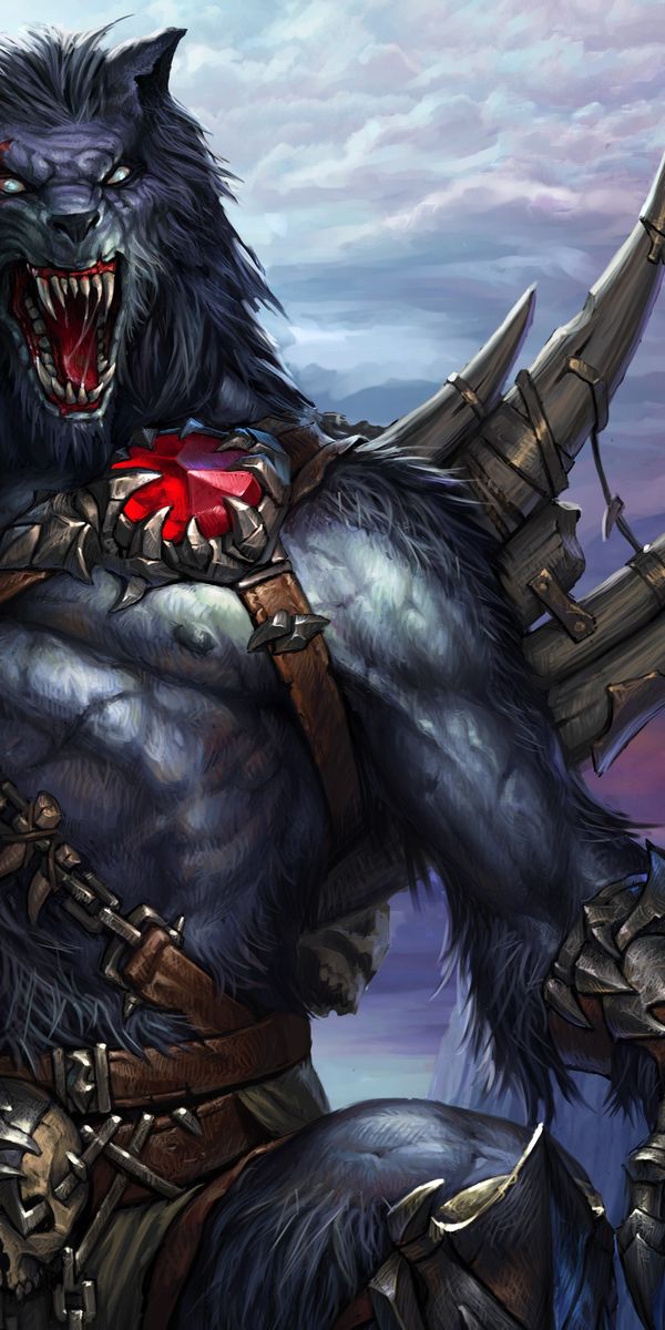 4K Phone Wallpaper Featuring a Fierce Werewolf and Skull Elements