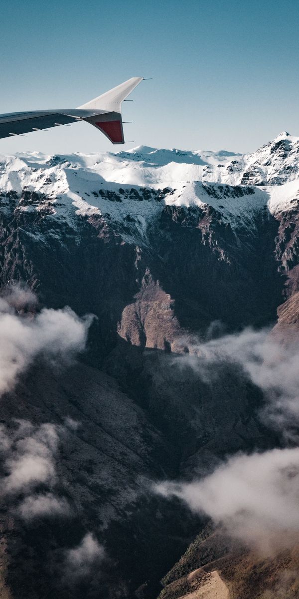 Phone wallpaper: Nature, Clouds, Rocks, Mountains, Airplane, Plane free download