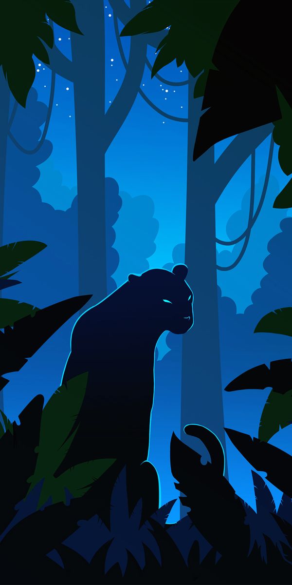 Elegant Panther Silhouette in a Jungle Setting