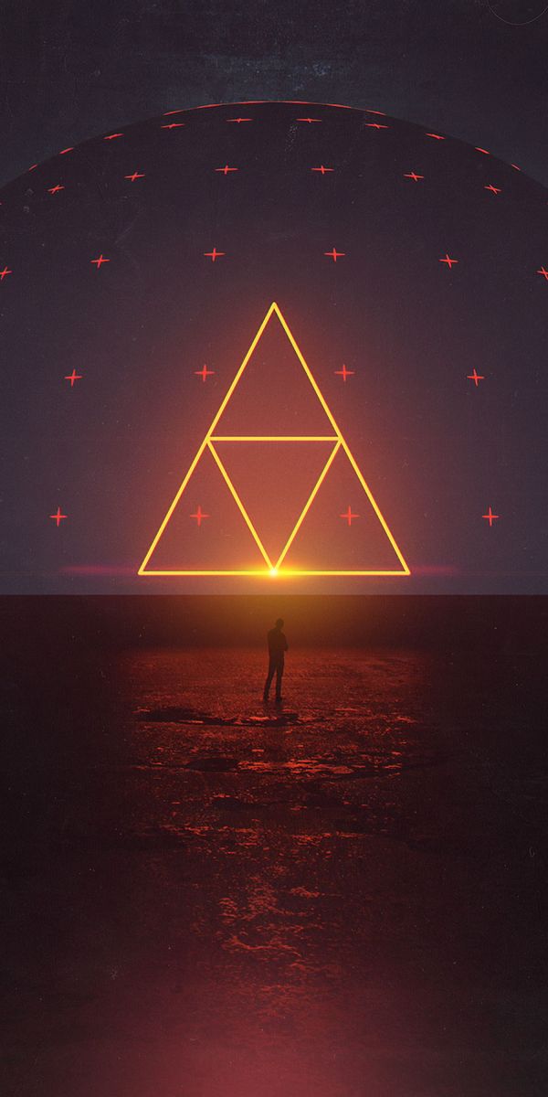 Glowing Triangle Planet Art Silhouette for Stunning Mobile Wallpaper