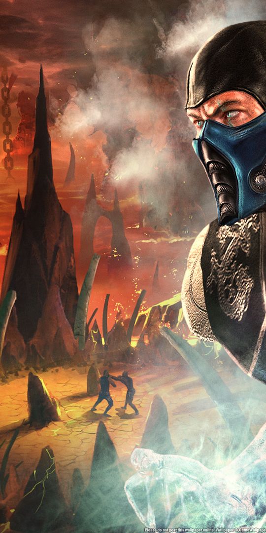 Mortal Kombat 4K Phone Wallpaper: Sub-Zero in Action Amidst Chaos