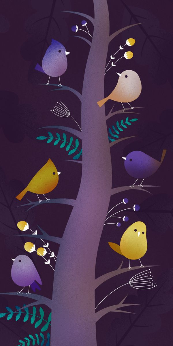 Charming Birds on a Tree - Perfect Mobile Wallpaper