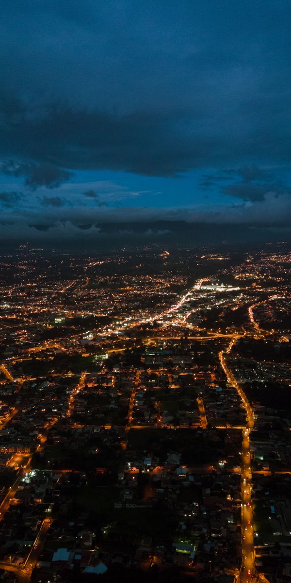 Phone wallpaper: Overview, Height, Review, View, City, Cities, View From Above, Night free download