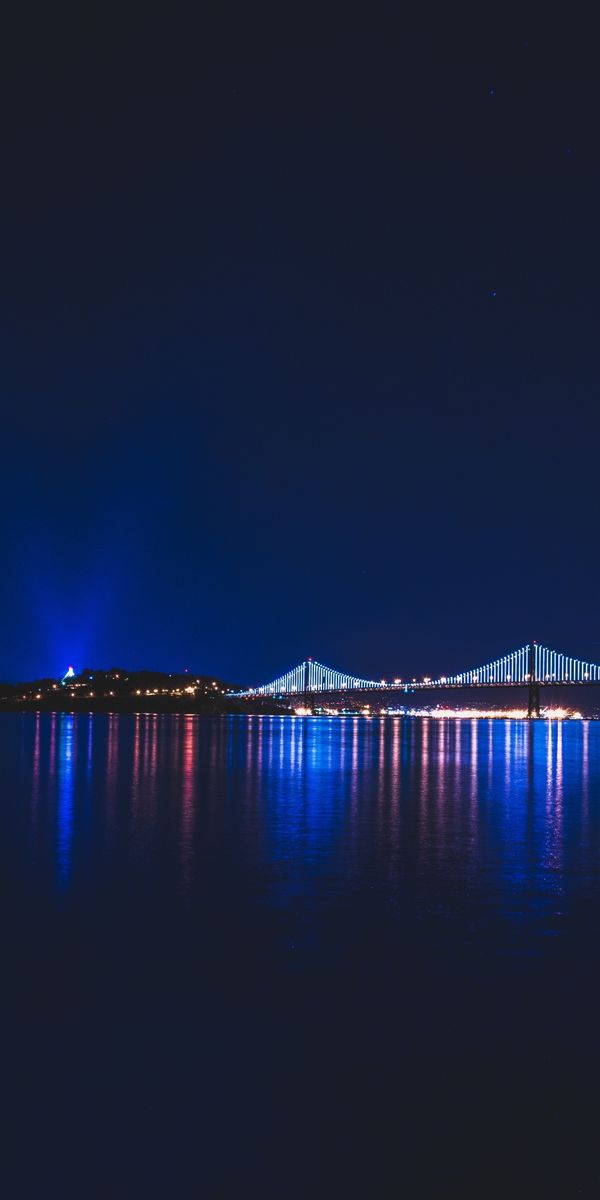 Beautiful Night View of Bay Bridge with Stunning Reflections