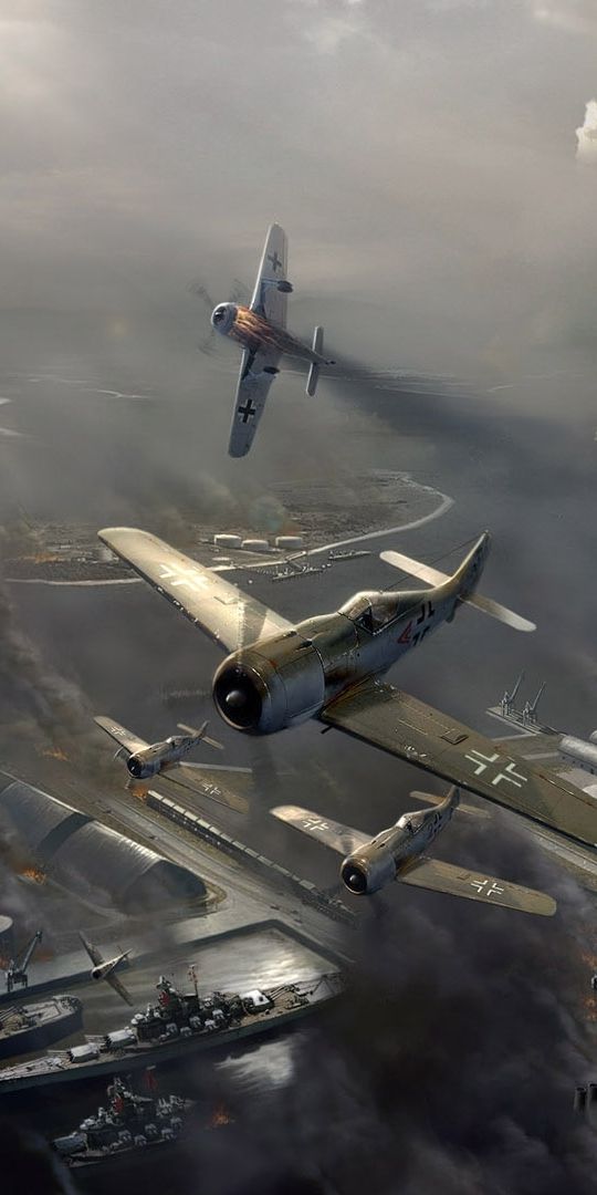 Epic Airplane Battle Scene - Perfect Mobile Wallpaper