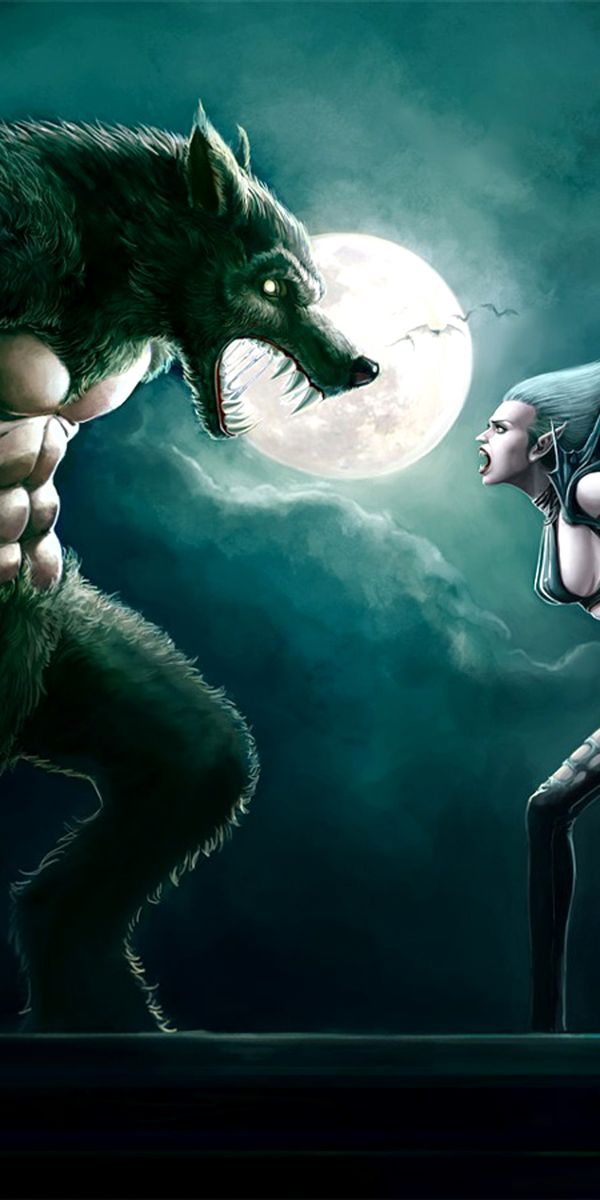 Epic Vampire vs Werewolf Battle - Dark Fantasy Art