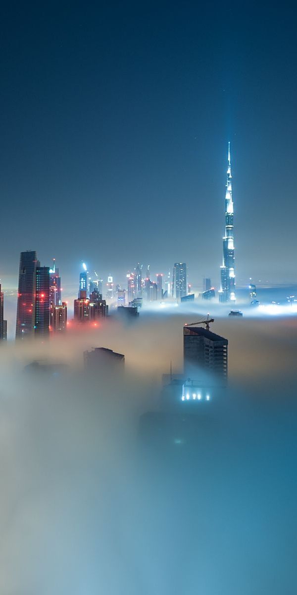 Phone wallpaper: Cities, Skyscraper, Building, Fog, Dubai, Cloud, Man Made free download