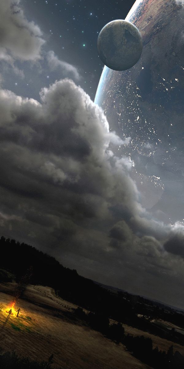 Breathtaking Sci-Fi Landscape with a Distant Planet