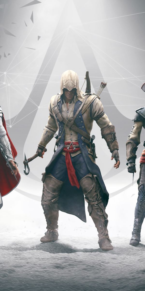 Epic Assassin's Creed Gray Characters Mobile Wallpaper