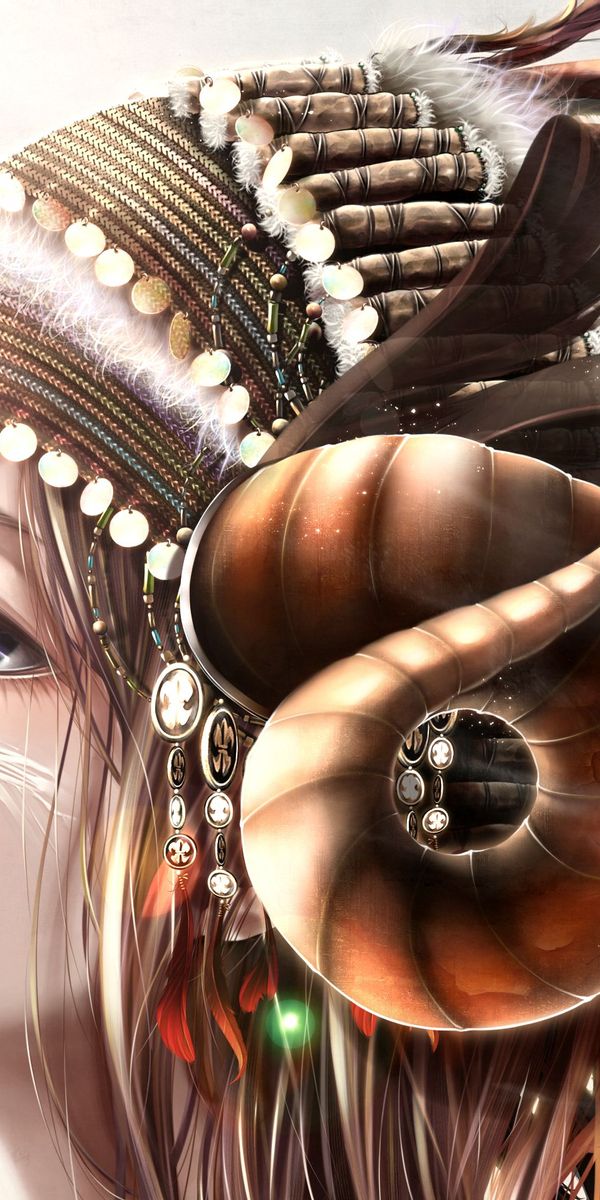 Pretty Anime Girl with Butterfly and Horns