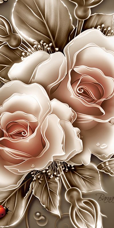 Beautiful 4K wallpaper with roses, butterflies, and intricate floral details