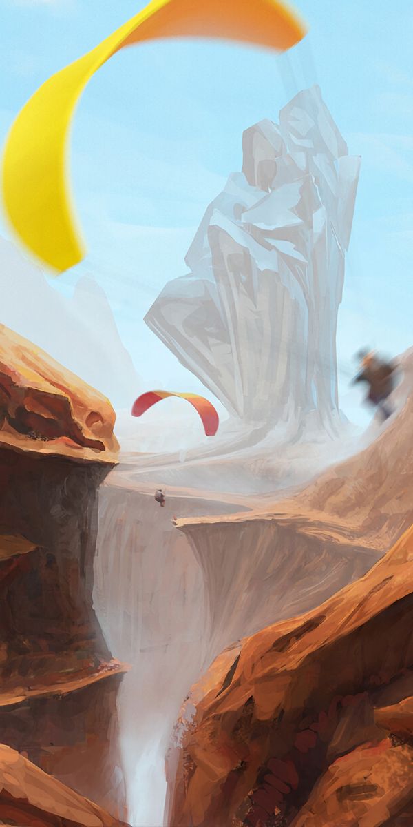 Phone wallpaper: Rocks, Parachutists, Paratroopers, Mountains, Art free download