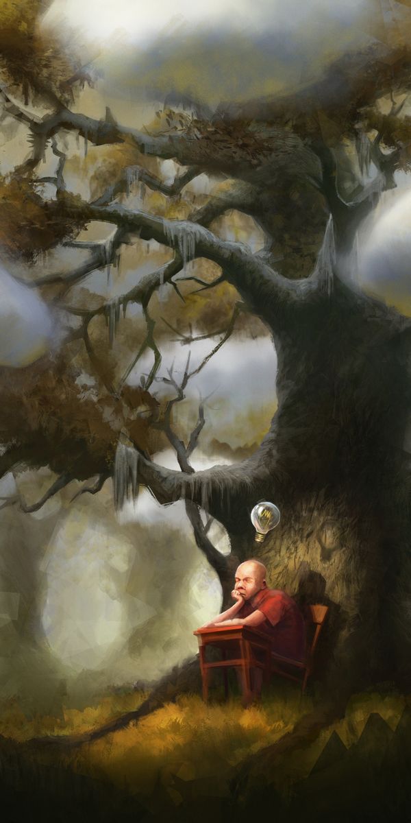 Phone wallpaper: Idea, Wood, Lamp, Tree, Pupil, Thoughts, Art free download
