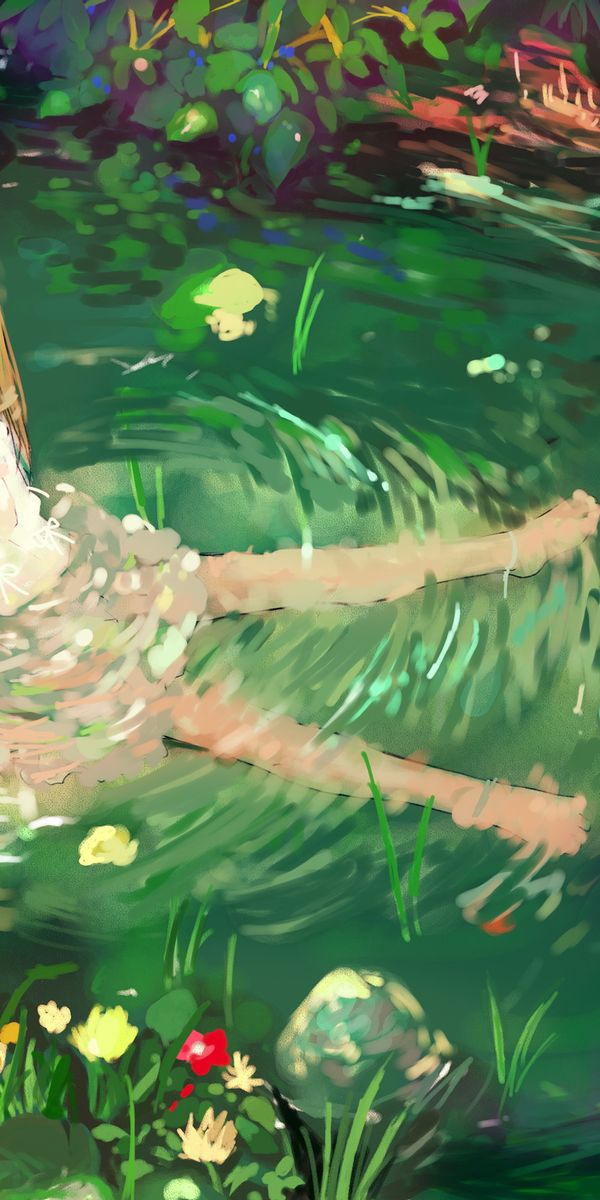 Phone wallpaper: Anime, Water, Girl, Red Eyes, Brown Hair free download