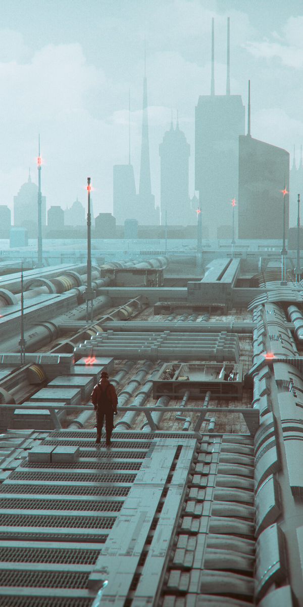 Phone wallpaper: Fog, City, Building, Person, Human, Art free download