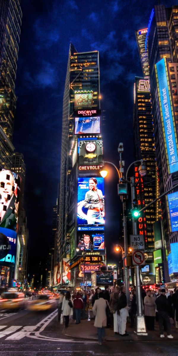 Pretty Night View of Times Square - Perfect Mobile Wallpaper
