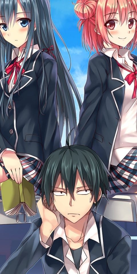 Phone wallpaper: Anime, Yui Yuigahama, My Teen Romantic Comedy Snafu, Yukino Yukinoshita, Hachiman H
