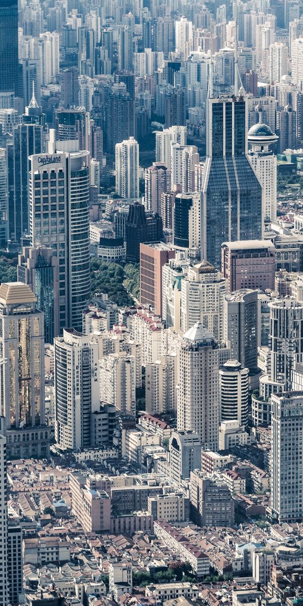 Aerial View of a Modern Megapolis with Skyscrapers