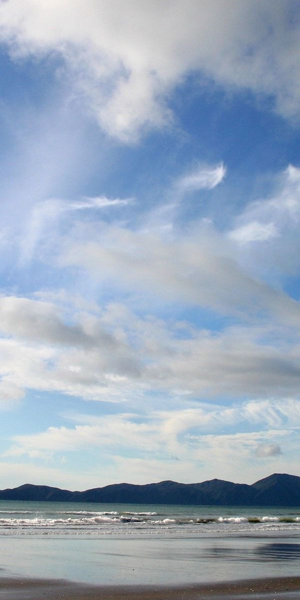 Phone wallpaper: Sunny, Island, Wave, Sea, Beach, Water, Mountain, Earth, Sky, Cloud, Landscape free