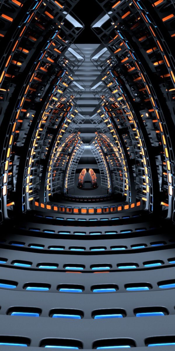 Futuristic 3D Black Abstract Tunnel Wallpaper