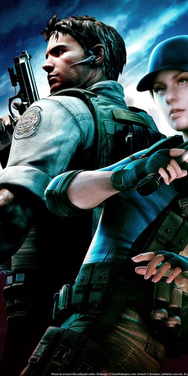 Epic Resident Evil Mobile Wallpaper Featuring Chris and Jill