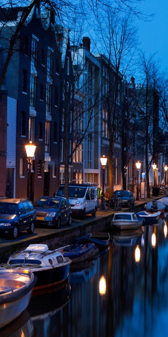 Phone wallpaper: Cities, Night, Reflection, Church, Netherlands, Amsterdam, Man Made, Canal free dow