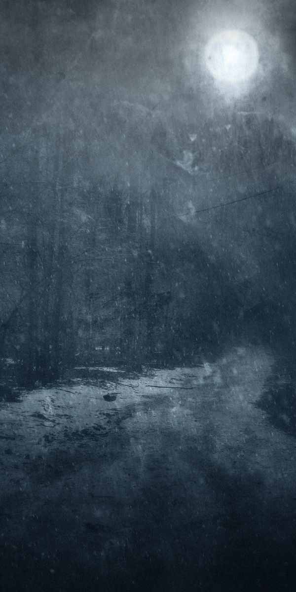 Mystical Full Moon Over Dark Landscape