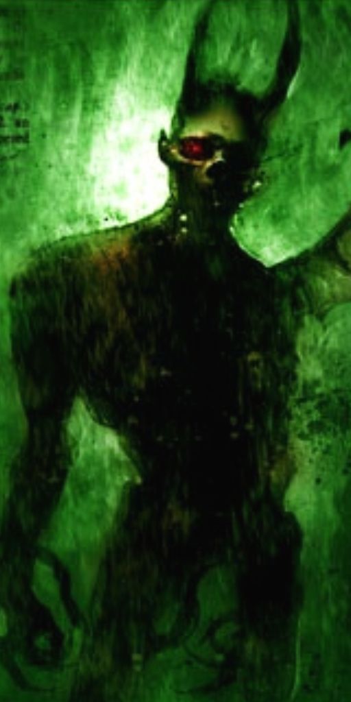Eerie Dark Demon in Enigmatic Green Hues