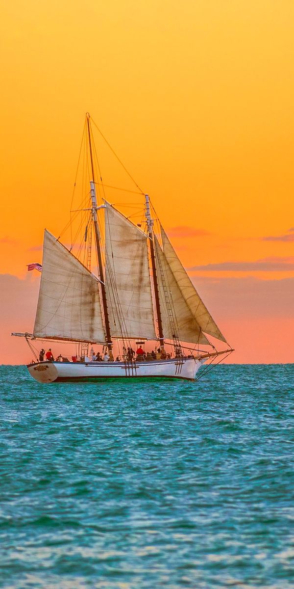 Phone wallpaper: Sunset, Ocean, Sailboat, Florida, Vehicles free download