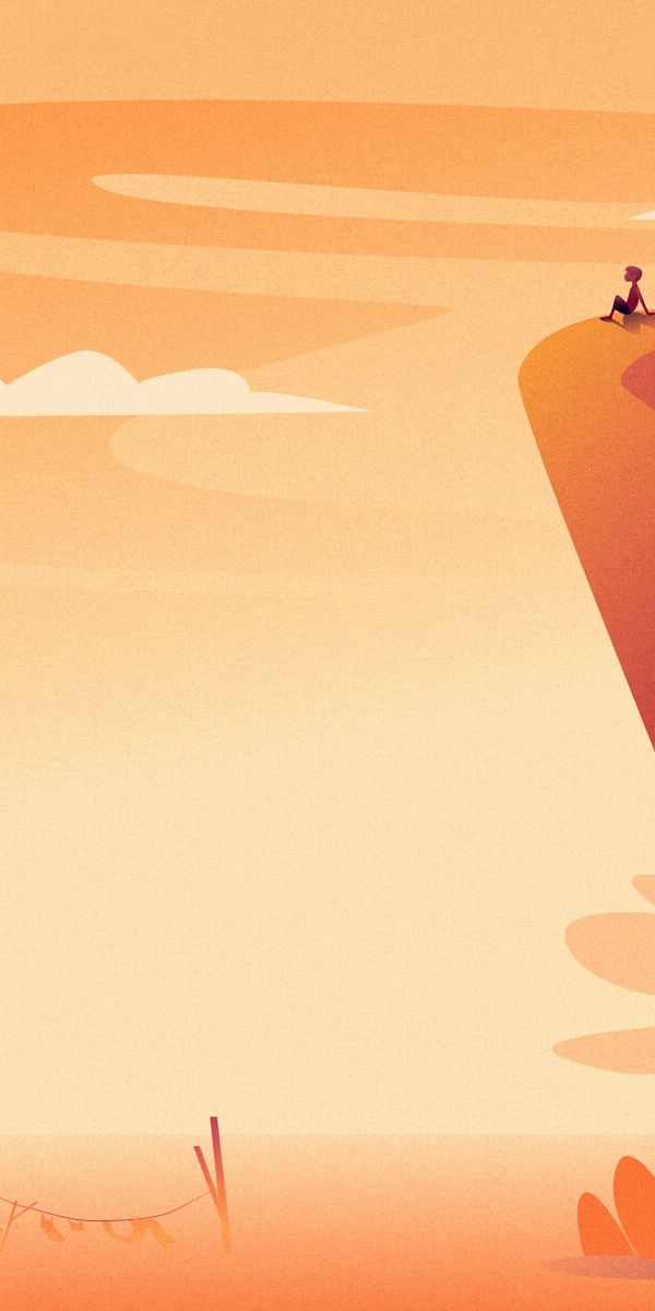 Serene Mobile Wallpaper: A Lonely Figure on a Rock Amidst Nature's Embrace