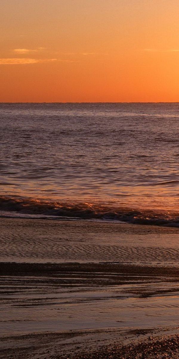 Phone wallpaper: Ripple, Sand, Glare, Ripples, Sunset, Waves, Horizon, Evening, Calm, Sea, Nature, S
