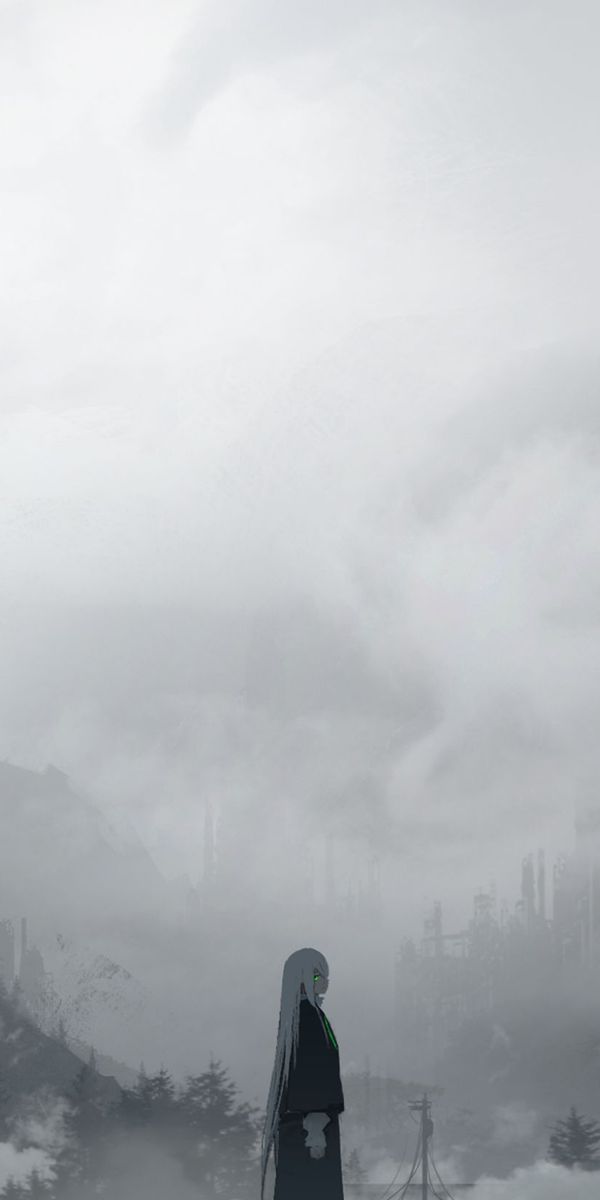 Enchanting Anime Landscape in Fog - Ideal for Your Phone Wallpaper