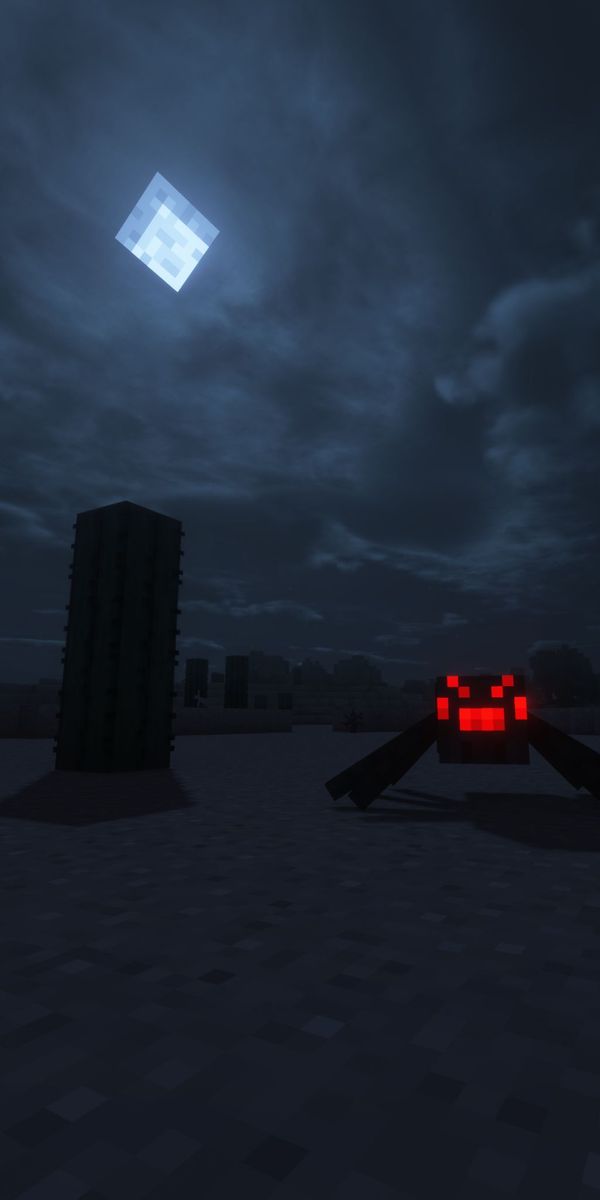 Phone wallpaper: Night, Minecraft, Spider, Video Game free download