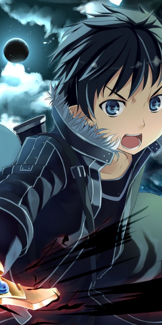 Dynamic 4K Mobile Wallpaper Featuring Kirito from Sword Art Online